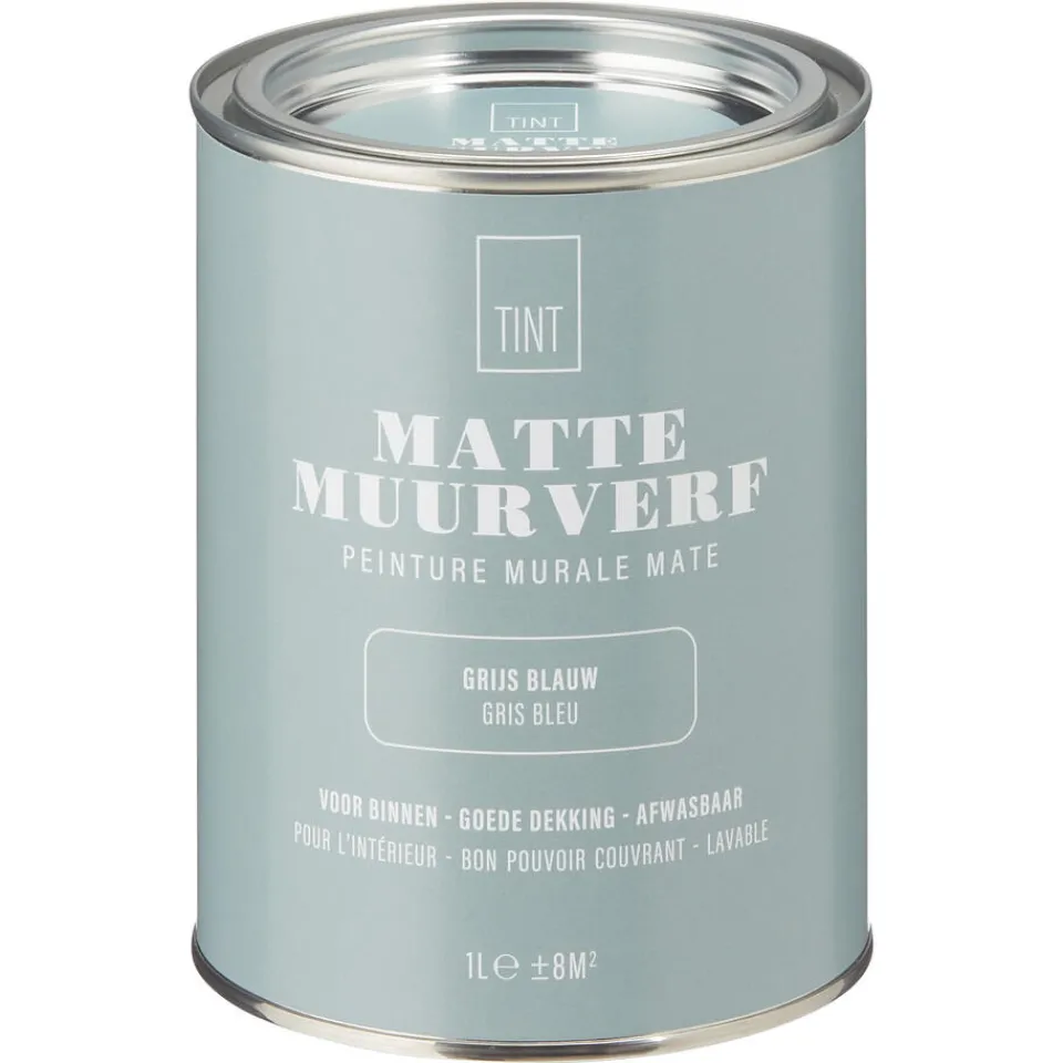 Kwantum Muurverf Mat Grijs Blauw 1 L